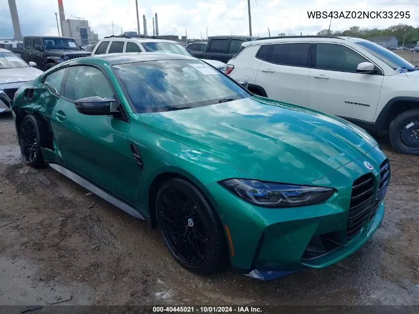 2022 BMW M4 Competition xDrive VIN: WBS43AZ02NCK33295 Lot: 40445021