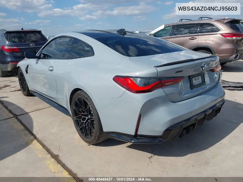 2022 BMW M4 Competition xDrive VIN: WBS43AZ04NCJ95603 Lot: 40445437