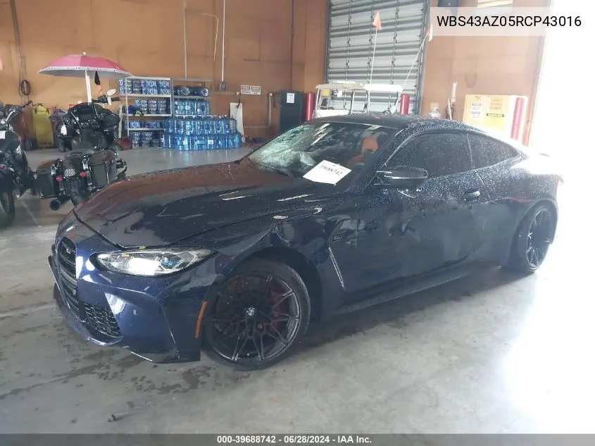 2024 BMW M4 Competition xDrive VIN: WBS43AZ05RCP43016 Lot: 39688742