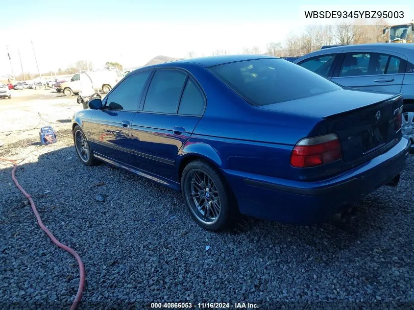 2000 BMW M5 VIN: WBSDE9345YBZ95003 Lot: 40866053