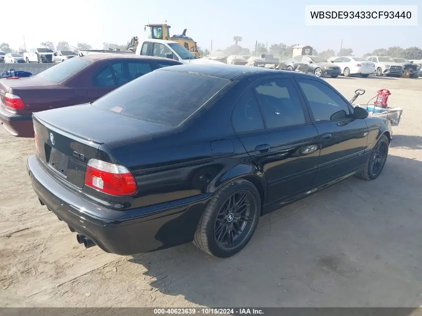 2003 BMW M5 VIN: WBSDE93433CF93440 Lot: 40623639