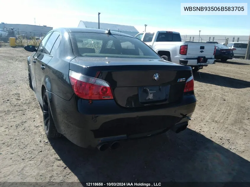 2006 BMW M5 VIN: WBSNB93506B583705 Lot: 12118658