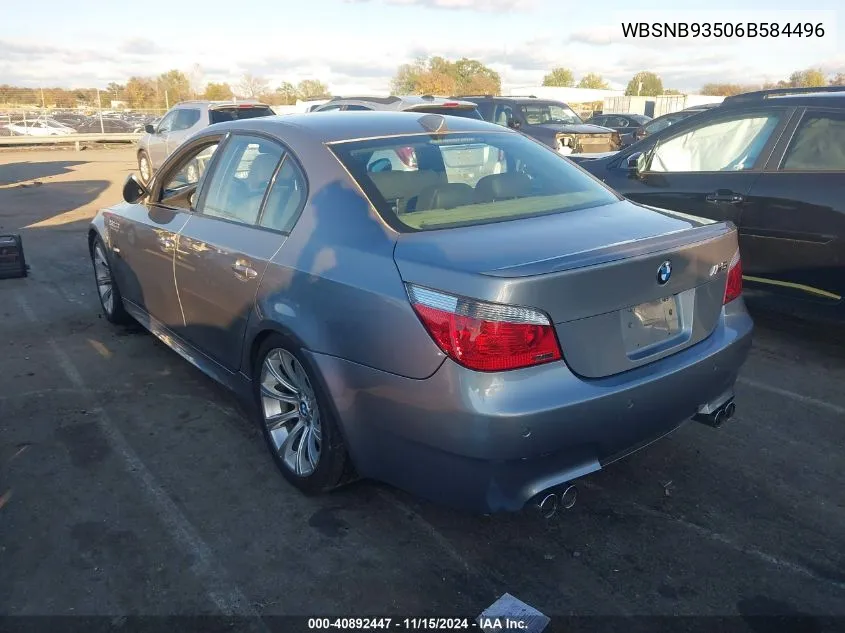 2006 BMW M5 VIN: WBSNB93506B584496 Lot: 40892447