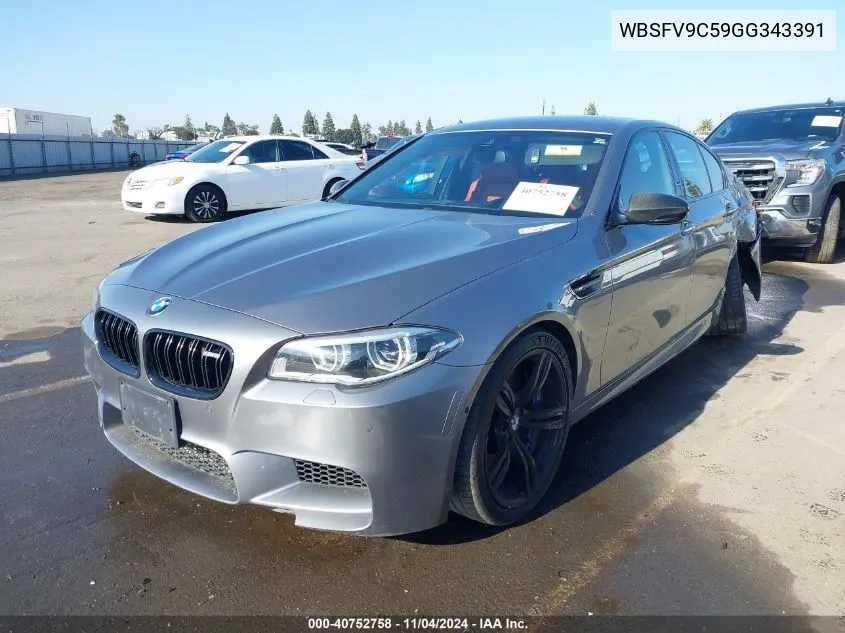 2016 BMW M5 VIN: WBSFV9C59GG343391 Lot: 40752758