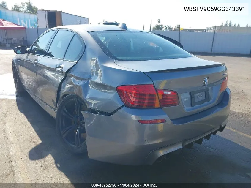 2016 BMW M5 VIN: WBSFV9C59GG343391 Lot: 40752758