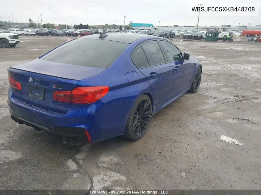 2019 BMW M5 VIN: WBSJF0C5XKB448708 Lot: 12074052