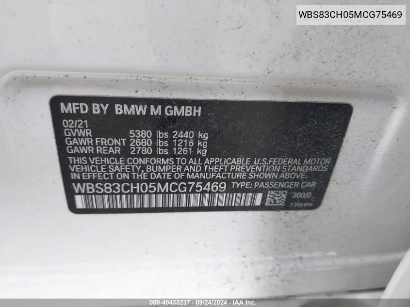 WBS83CH05MCG75469 2021 BMW M5