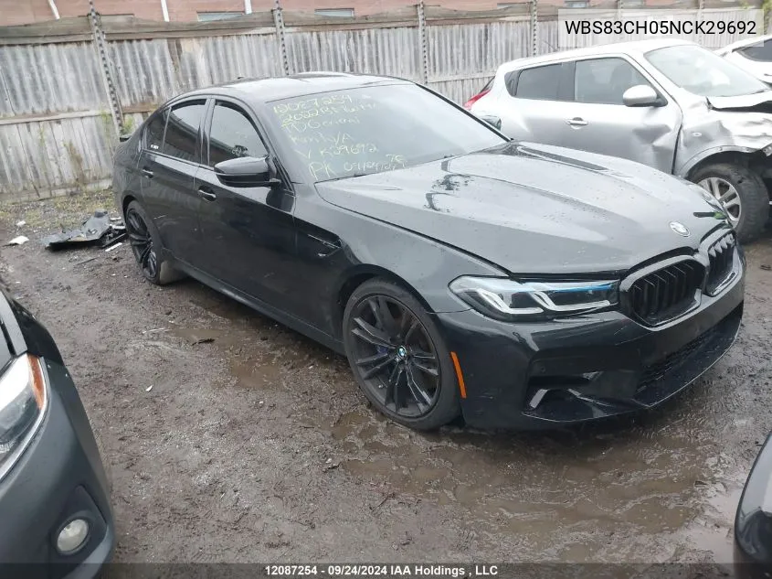 2022 BMW M5 VIN: WBS83CH05NCK29692 Lot: 12087254