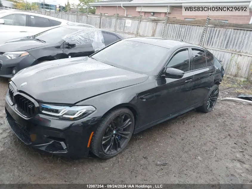 2022 BMW M5 VIN: WBS83CH05NCK29692 Lot: 12087254