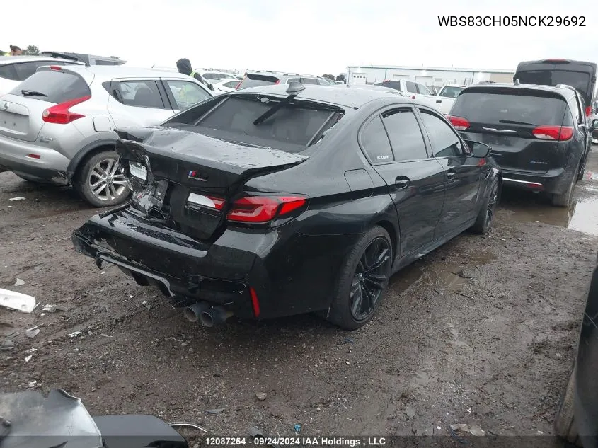 2022 BMW M5 VIN: WBS83CH05NCK29692 Lot: 12087254