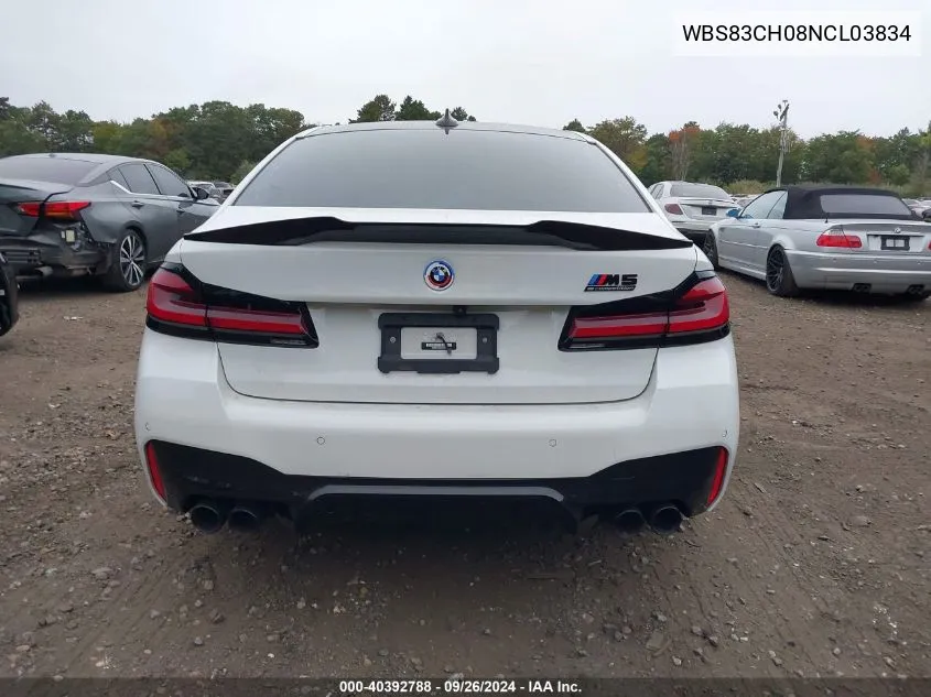 2022 BMW M5 VIN: WBS83CH08NCL03834 Lot: 40392788