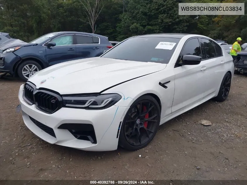 2022 BMW M5 VIN: WBS83CH08NCL03834 Lot: 40392788