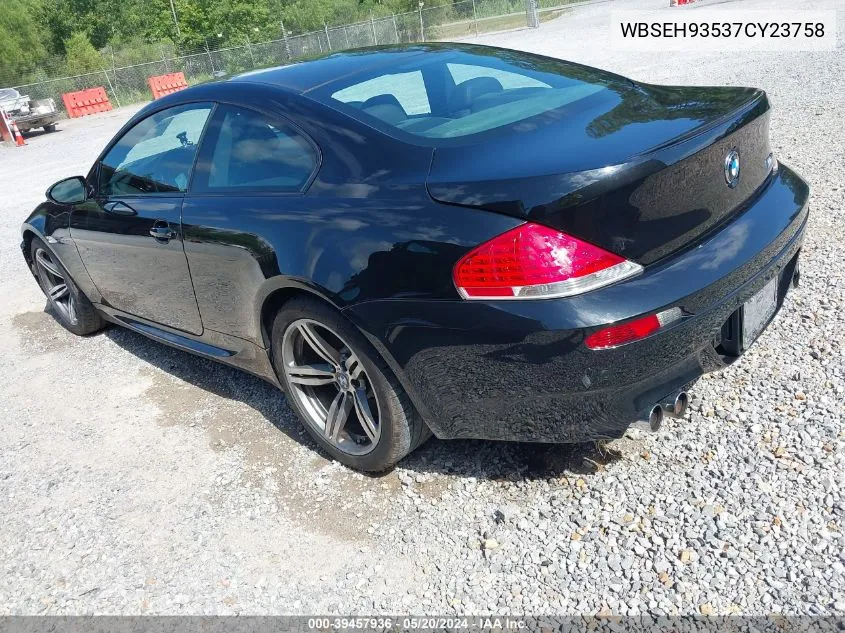 2007 BMW M6 VIN: WBSEH93537CY23758 Lot: 39457936