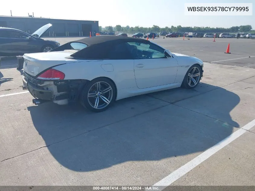 2008 BMW M6 VIN: WBSEK93578CY79995 Lot: 40087414