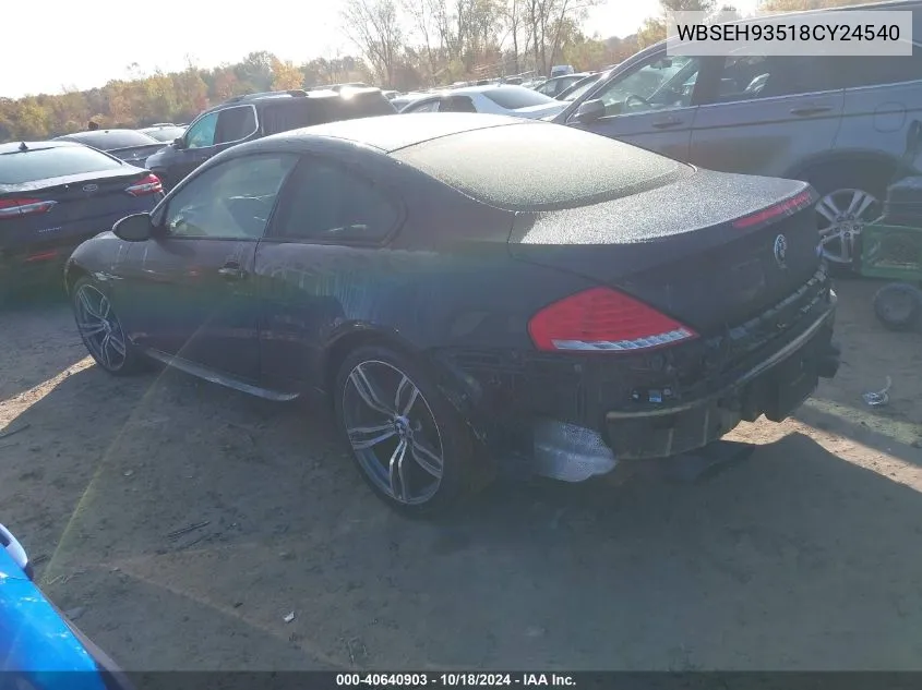 2008 BMW M6 VIN: WBSEH93518CY24540 Lot: 40640903