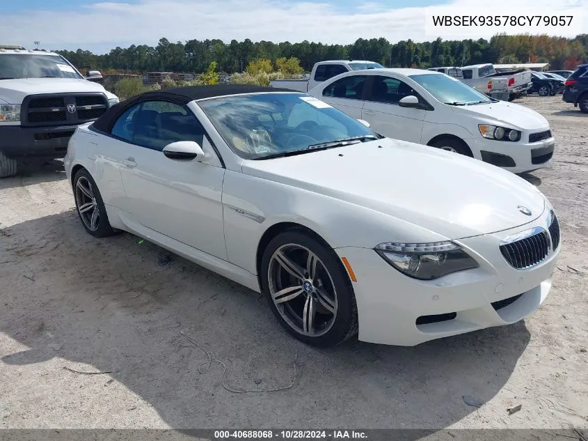 2008 BMW M6 VIN: WBSEK93578CY79057 Lot: 40688068