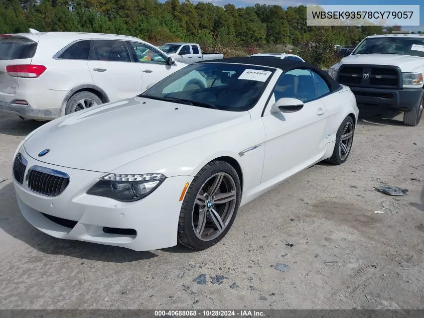 2008 BMW M6 VIN: WBSEK93578CY79057 Lot: 40688068