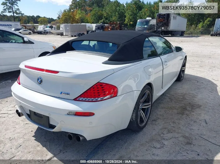 2008 BMW M6 VIN: WBSEK93578CY79057 Lot: 40688068