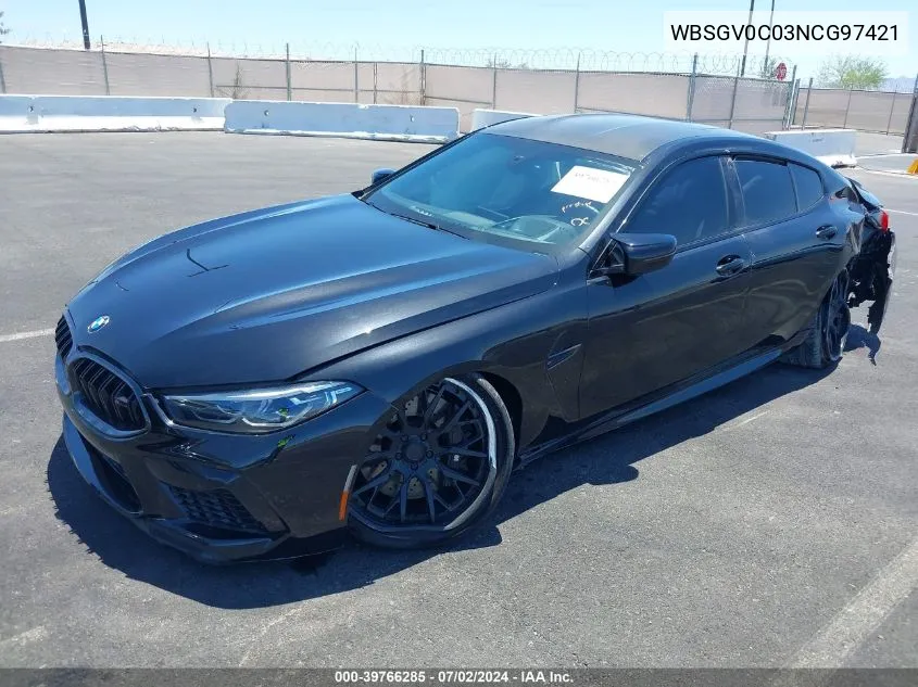 2022 BMW M8 Gran Coupe Competition VIN: WBSGV0C03NCG97421 Lot: 39766285