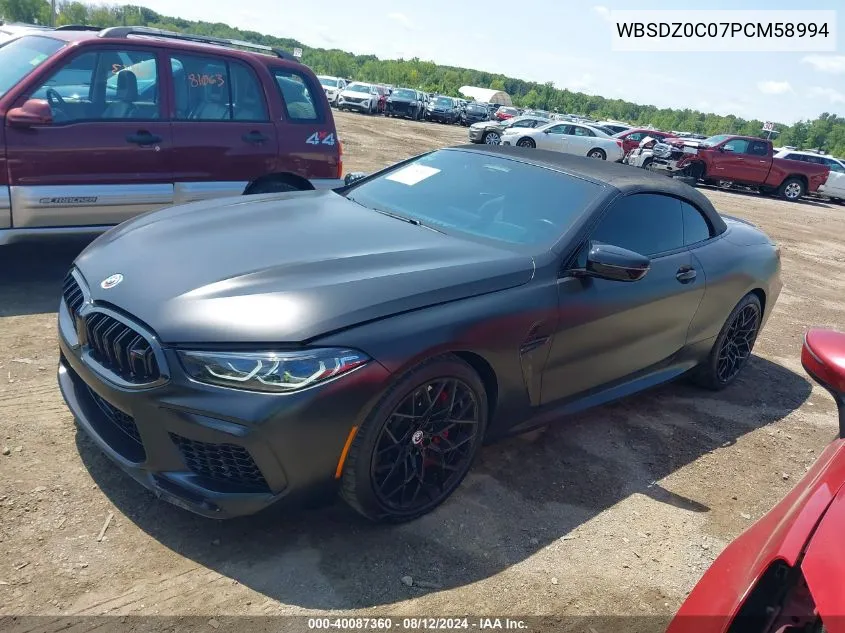 2023 BMW M8 Cabriolet Competition VIN: WBSDZ0C07PCM58994 Lot: 40087360