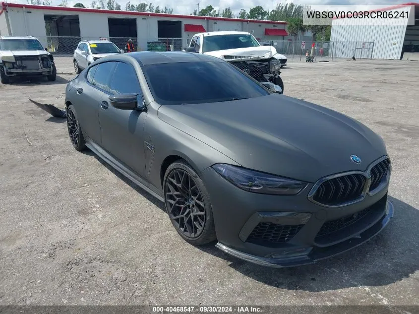 2024 BMW M8 Gran Coupe Competition VIN: WBSGV0C03RCR06241 Lot: 40468547