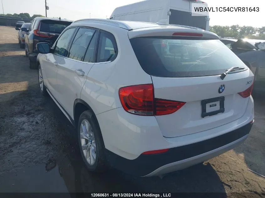 2012 BMW X1 28I VIN: WBAVL1C54CVR81643 Lot: 12060631