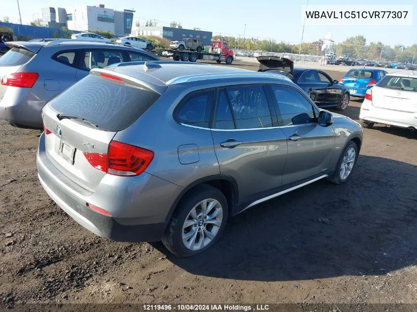 2012 BMW X1 VIN: WBAVL1C51CVR77307 Lot: 12119496