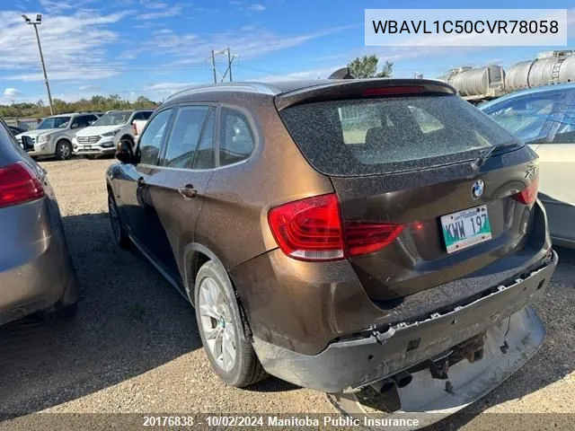 2012 BMW X1 28I VIN: WBAVL1C50CVR78058 Lot: 20176838