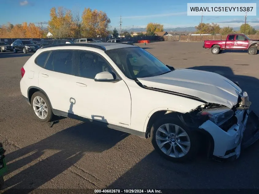 2014 BMW X1 xDrive28I VIN: WBAVL1C51EVY15387 Lot: 40682678