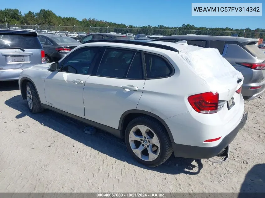 2015 BMW X1 Sdrive28I VIN: WBAVM1C57FV314342 Lot: 40657089