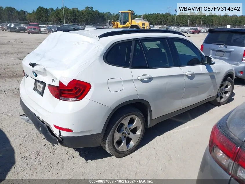 2015 BMW X1 Sdrive28I VIN: WBAVM1C57FV314342 Lot: 40657089