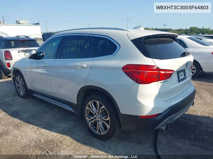 2016 BMW X1 xDrive28I VIN: WBXHT3C30G5F64803 Lot: 12088297