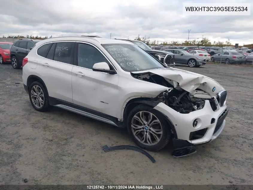 2016 BMW X1 VIN: WBXHT3C39G5E52534 Lot: 12125742