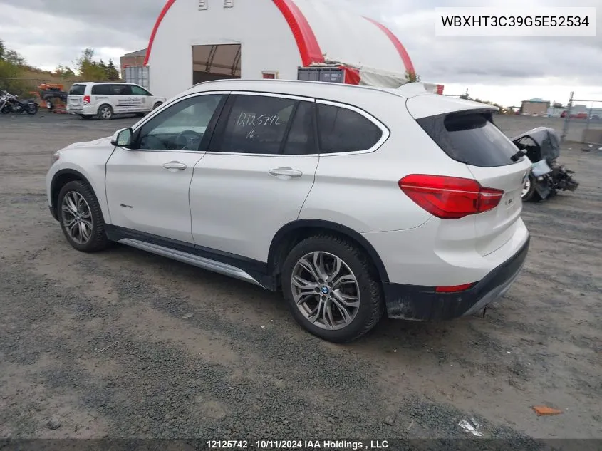 2016 BMW X1 VIN: WBXHT3C39G5E52534 Lot: 12125742