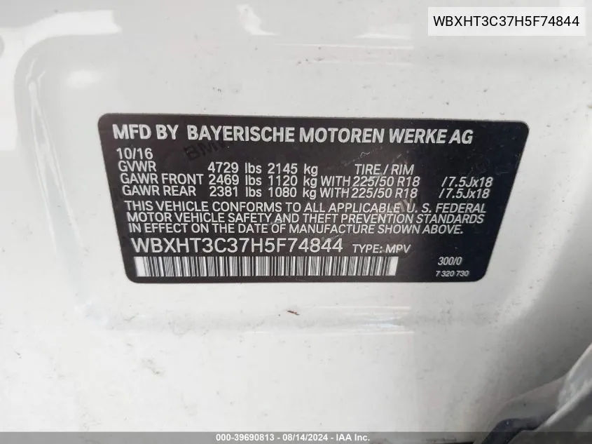 WBXHT3C37H5F74844 2017 BMW X1 xDrive28I