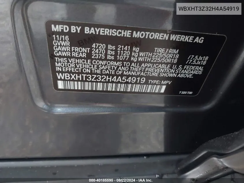 WBXHT3Z32H4A54919 2017 BMW X1 xDrive28I