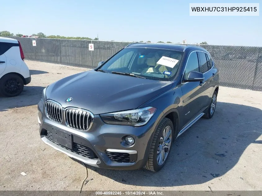 2017 BMW X1 Sdrive28I VIN: WBXHU7C31HP925415 Lot: 40592245