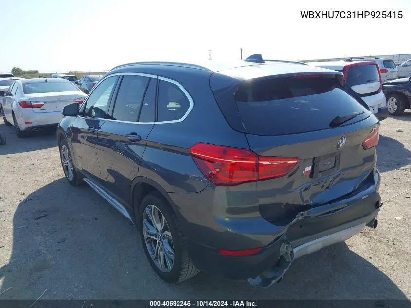 2017 BMW X1 Sdrive28I VIN: WBXHU7C31HP925415 Lot: 40592245