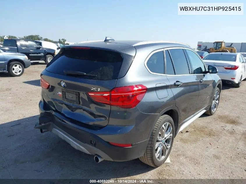 2017 BMW X1 Sdrive28I VIN: WBXHU7C31HP925415 Lot: 40592245