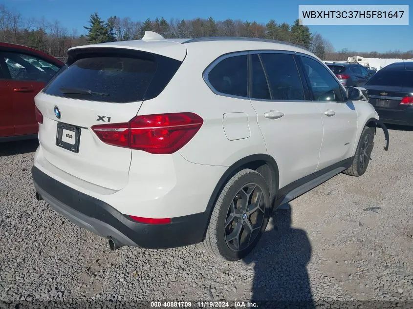 2017 BMW X1 xDrive28I VIN: WBXHT3C37H5F81647 Lot: 40881709