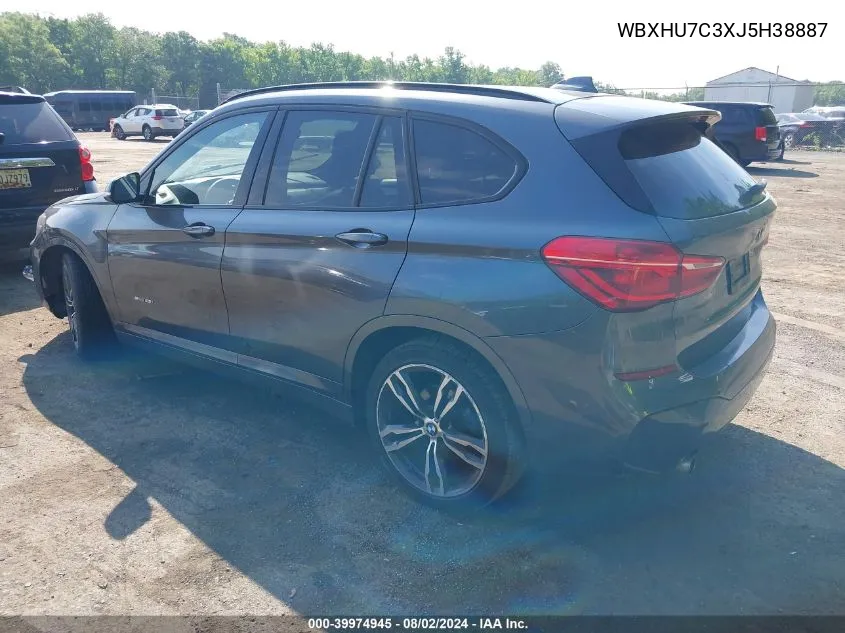 2018 BMW X1 Sdrive28I VIN: WBXHU7C3XJ5H38887 Lot: 39974945