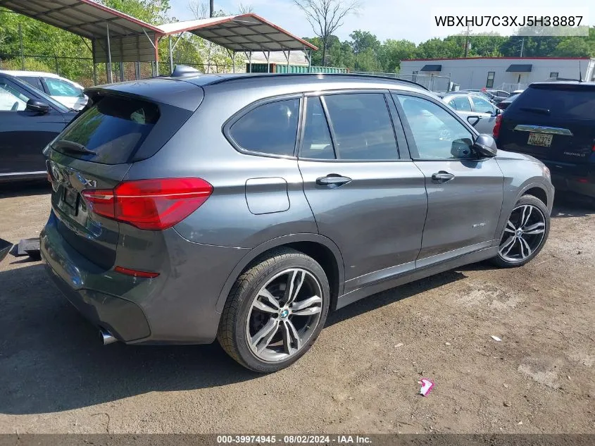 2018 BMW X1 Sdrive28I VIN: WBXHU7C3XJ5H38887 Lot: 39974945