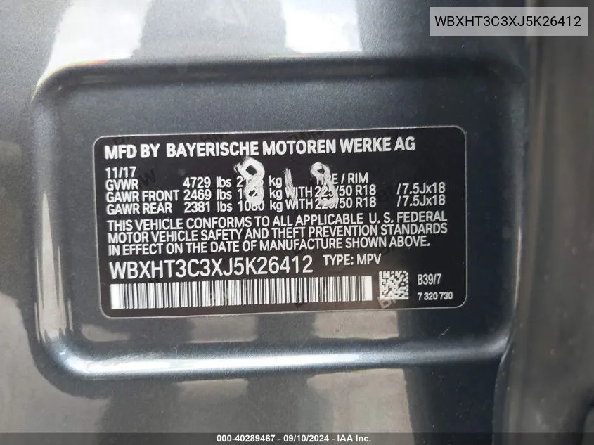 WBXHT3C3XJ5K26412 2018 BMW X1 xDrive28I