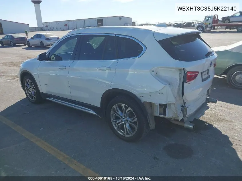 2018 BMW X1 xDrive28I VIN: WBXHT3C35J5K22140 Lot: 40610165