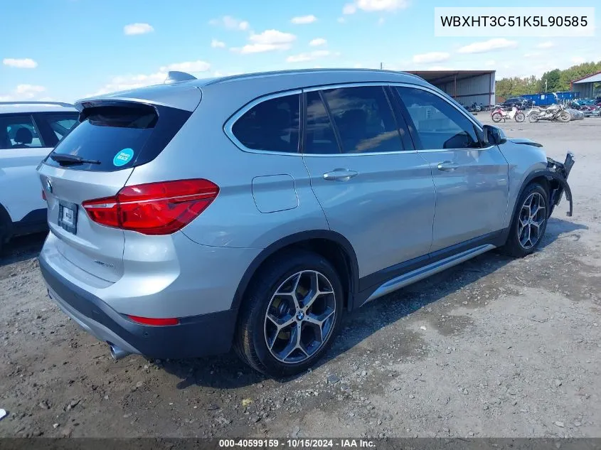 2019 BMW X1 xDrive28I VIN: WBXHT3C51K5L90585 Lot: 40599159