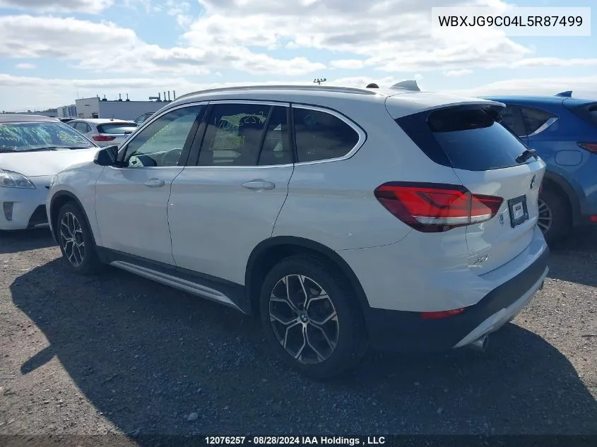 2020 BMW X1 VIN: WBXJG9C04L5R87499 Lot: 12076257