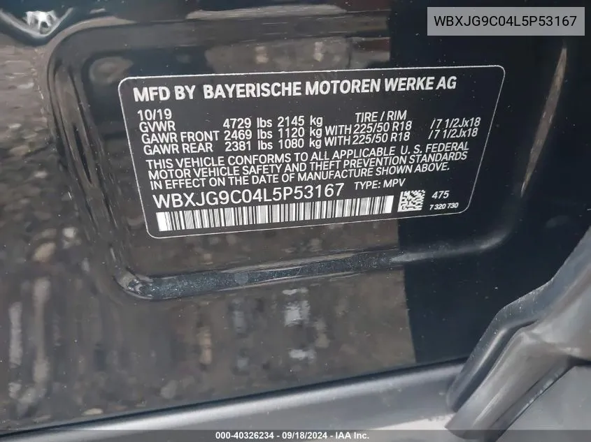 WBXJG9C04L5P53167 2020 BMW X1 xDrive28I