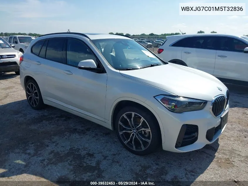 2021 BMW X1 Sdrive28I VIN: WBXJG7C01M5T32836 Lot: 39532453