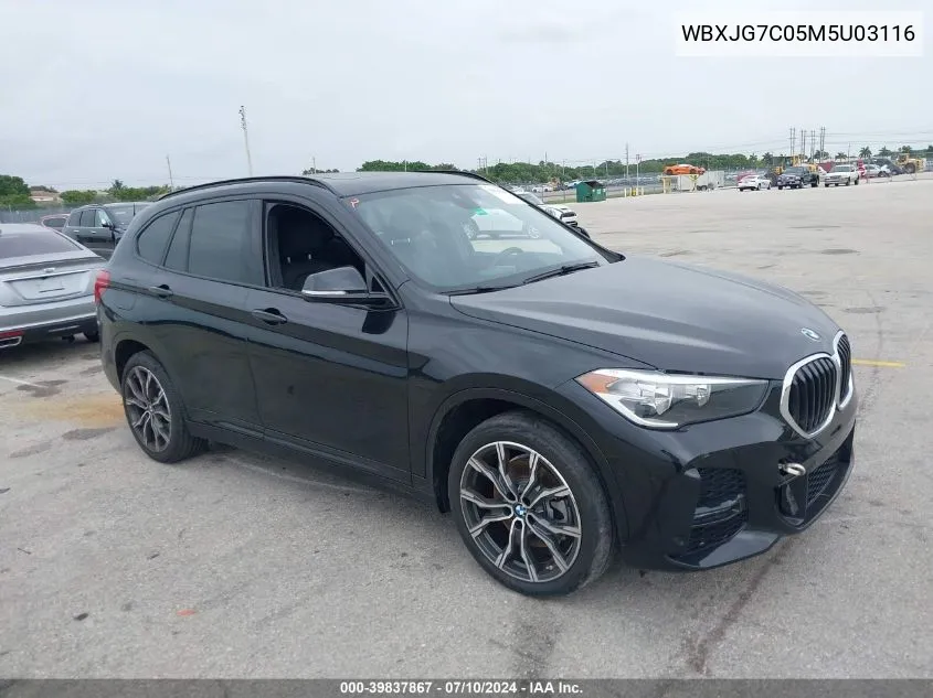 2021 BMW X1 Sdrive28I VIN: WBXJG7C05M5U03116 Lot: 39837867