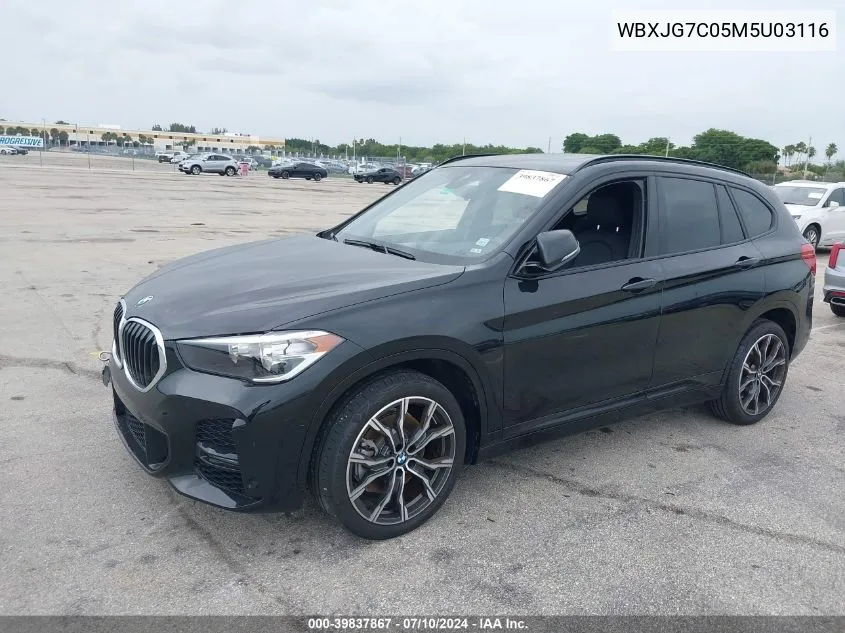 2021 BMW X1 Sdrive28I VIN: WBXJG7C05M5U03116 Lot: 39837867